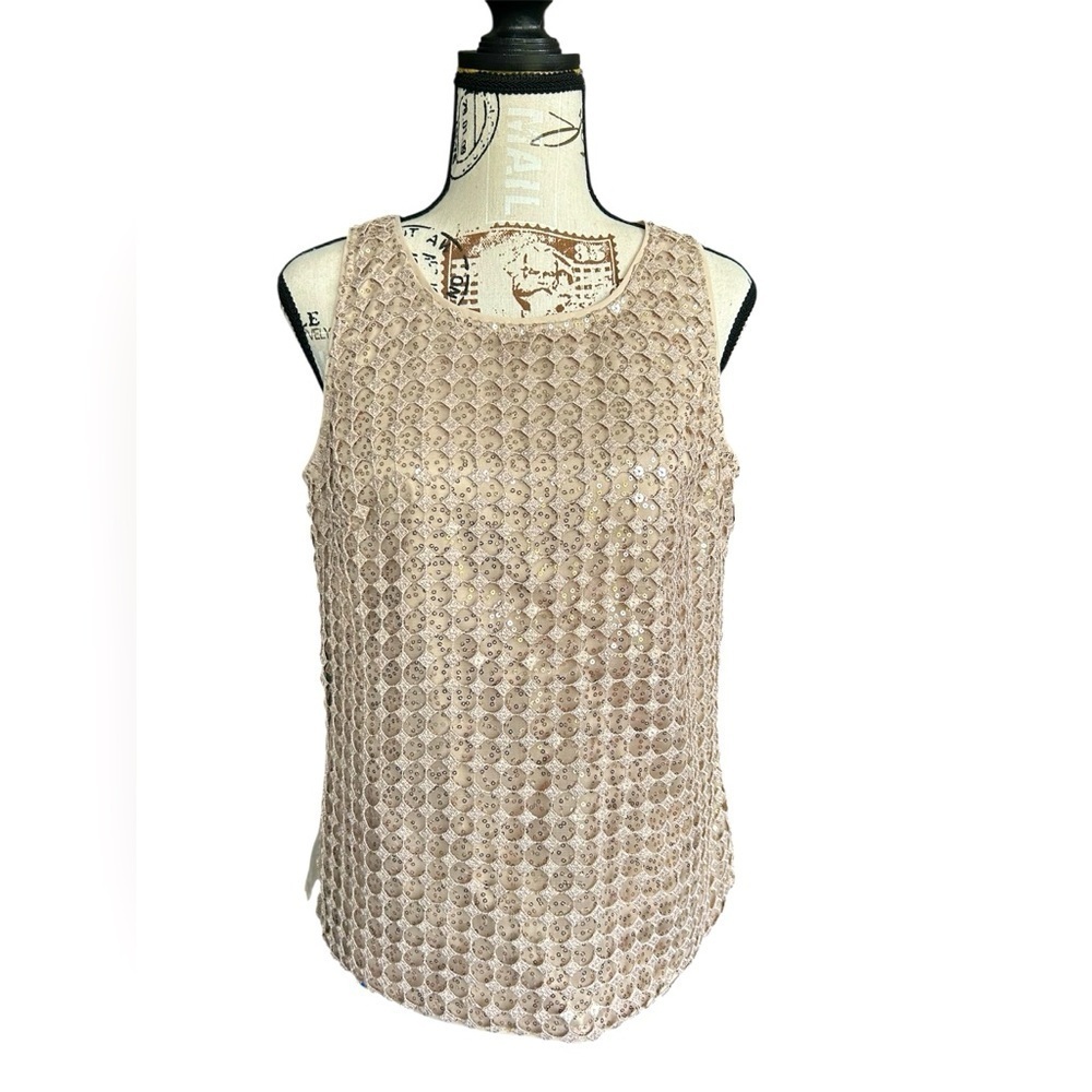 White House Black Market Like New Soft Gold Sequins Cami/Tank size small